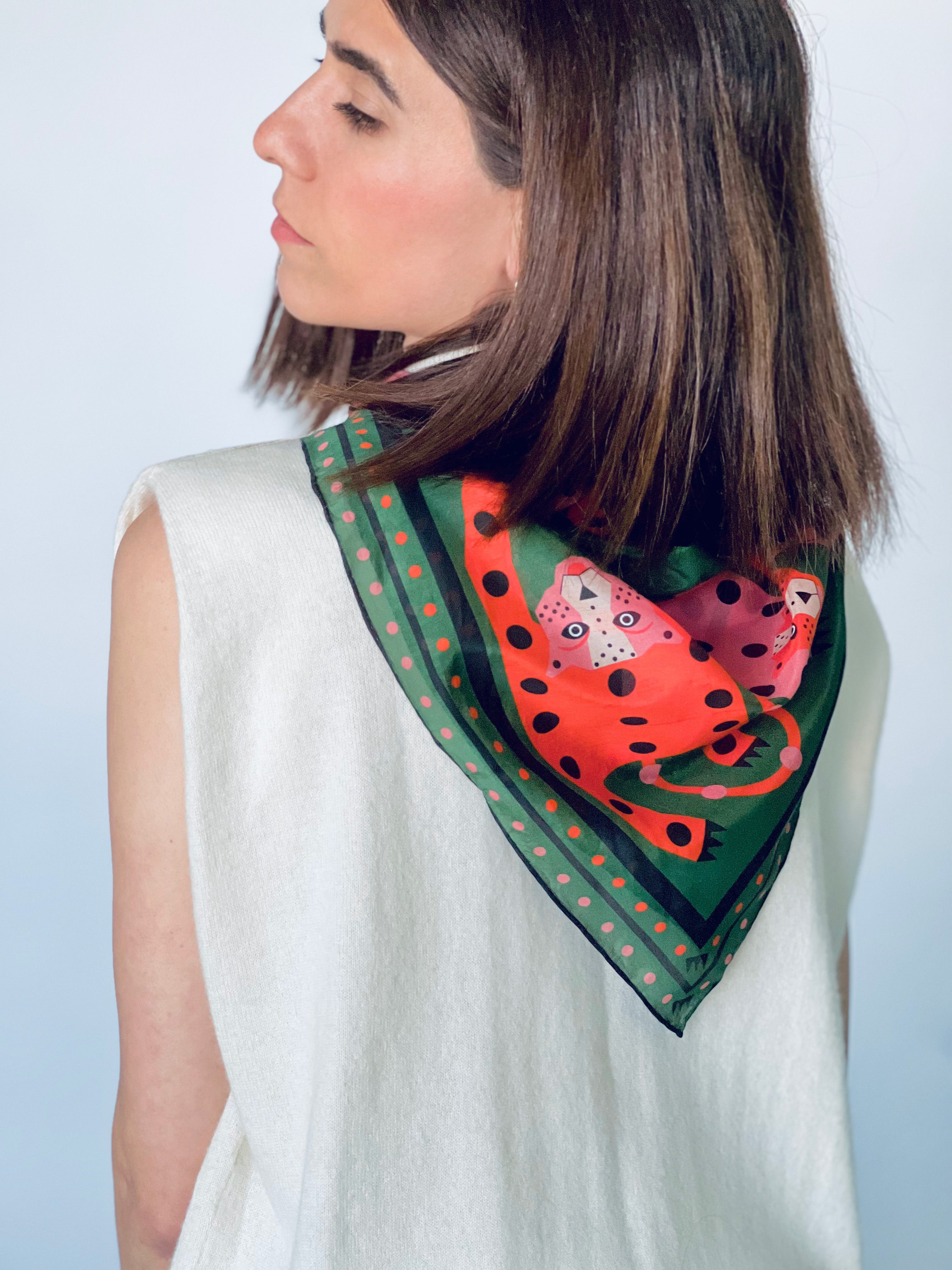 美品 Ameri MEDI TWIN CHEETAH SCARF Ameri（アメリ）の「MEDI TWIN CHEETAH FAKE SCARF SKIRT